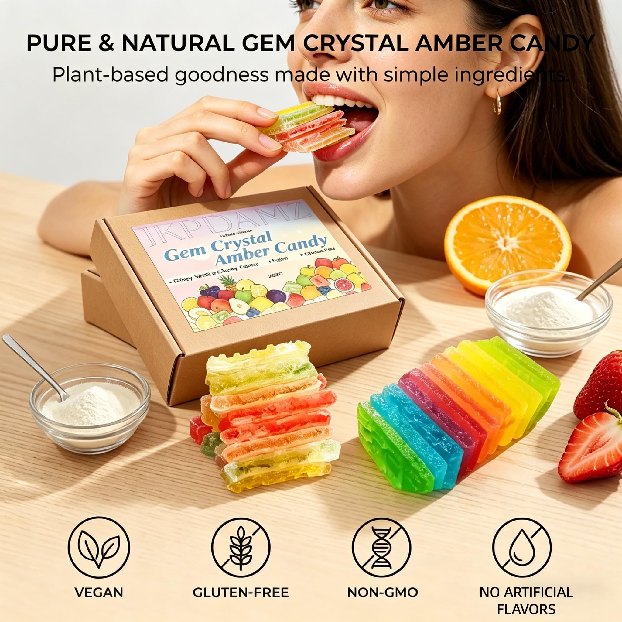 Japanese Crystal Candy Gems - 20 pieces per box | Crunchy Shell, Chewy Center | Assorted Fruit Flavors, Individually Wrapped