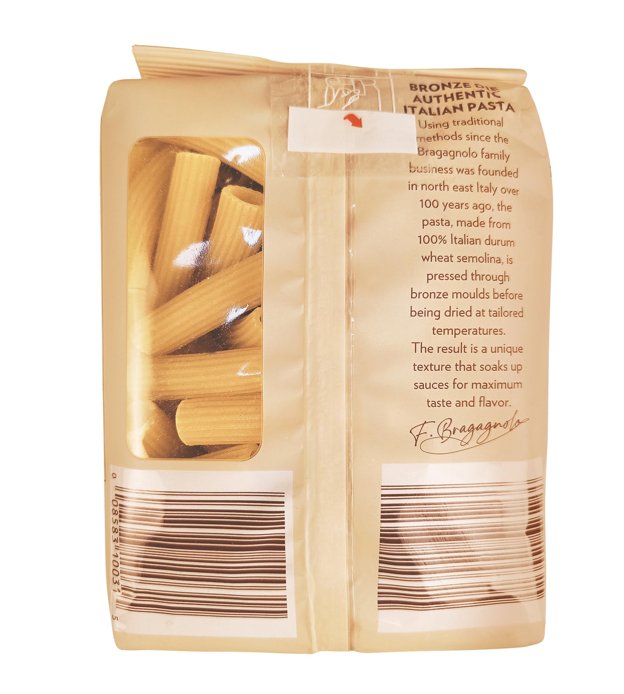 Pastificio Bragagnolo, Rigatoni 843 Bronze-Drawn, 100% Italian Pasta, Made with Durum Wheat Semolina Flour, Non GMO (1 Pound Bag) - Consistently al
