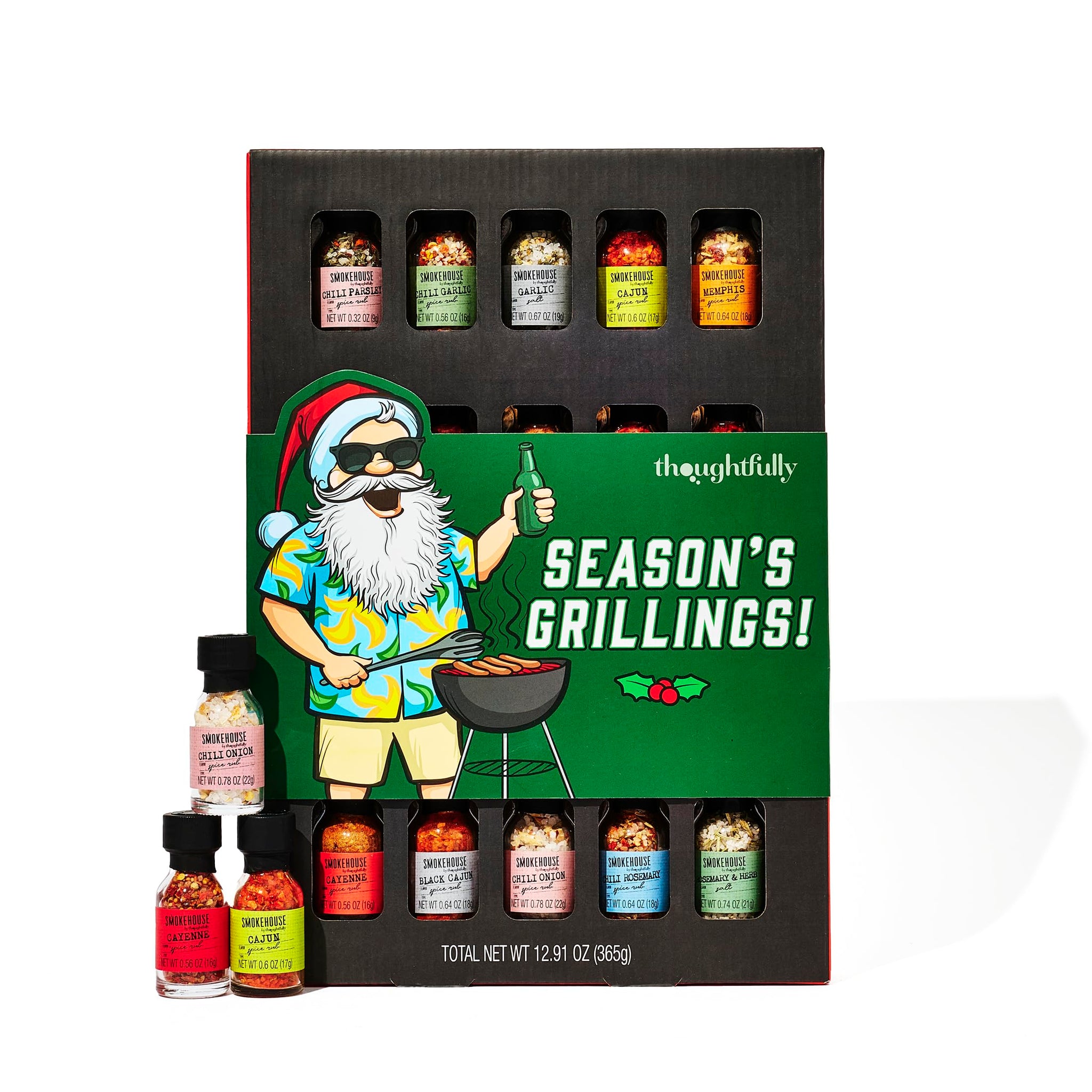 Smokehouse by Thoughtfully Holiday Ultimate Grilling Spice Seasoning Gift Set,Flavors Include Chili Garlic, Rosemary and Herb, Lime Chipotle and More