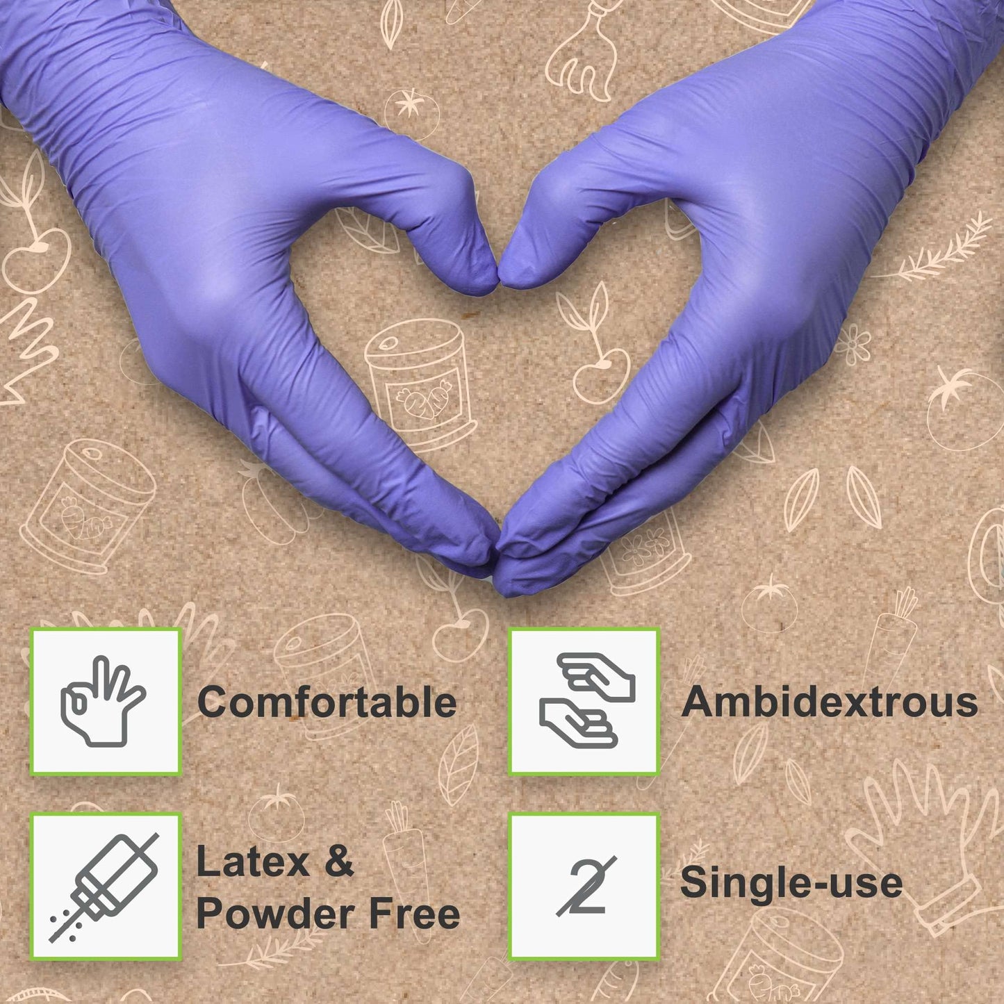 FifthPulse Biodegradable Disposable Nitrile Gloves - Small, 150 Count - Green, Food Safe Cooking Gloves - Powder and Latex Free, Textured Fingertips