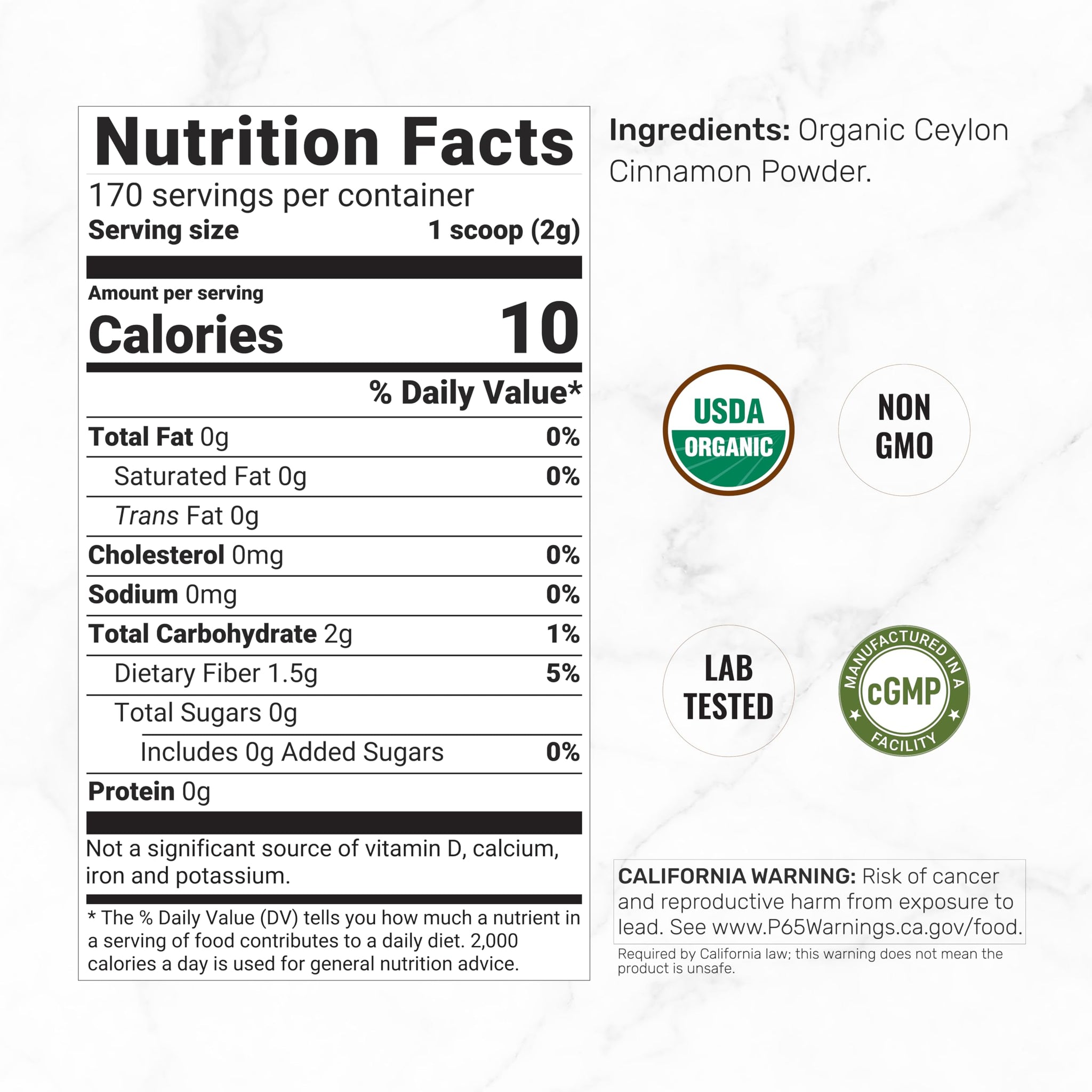 DEAL SUPPLEMENT Organic Ceylon Cinnamon Powder, 12 oz | Sri Lanka Source | Fine Ground True Ceylon Cinnamon (Cinnamomum Verum) | Smooth, Delicate