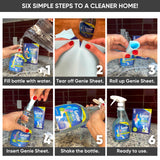 Genie Sheets Glass & Mirror Cleaner | Concentrate Makes 6 24oz Refills | Professional-Strength | Just Add Water | Sustainable Eco-Friendly Plant-Based