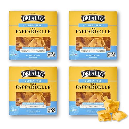 DeLallo Gluten-Free Pappardelle Pasta Nests, Made with Corn and Rice Flour and Farm Fresh Eggs, Made in Italy, Bronze Cut, Non-GMO, Wheat Free, 8.8 oz