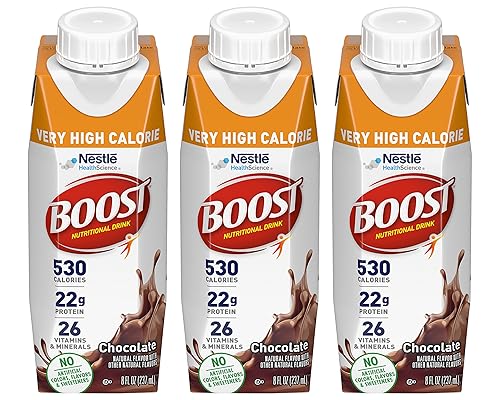 Boost Very High Calorie Nutritional Drink Very Vanilla, Made with Natural Chocolate Flavor & No Artificial Flavors, Colors & Sweeteners, 8 FL OZ (Pack