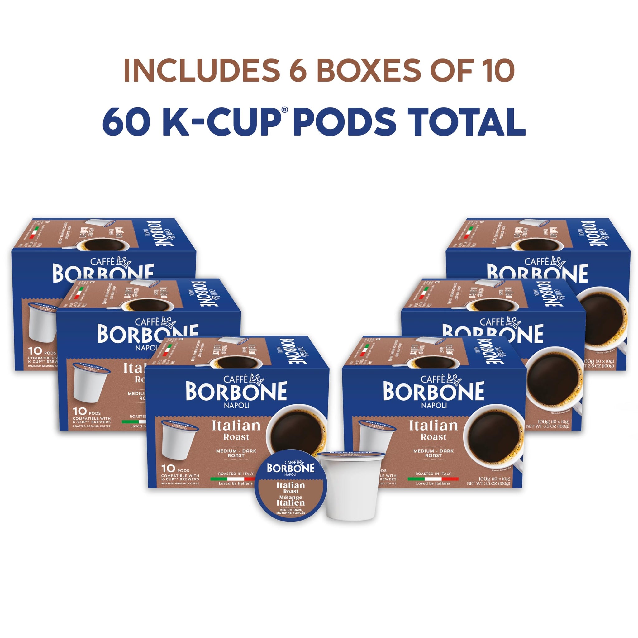 Caffè Borbone Italian Roast Coffee (60 Count) - Medium Dark Roast, Arabica & Robusta Blend, Roasted in Italy for a Bold, Smooth Taste - Single Serve