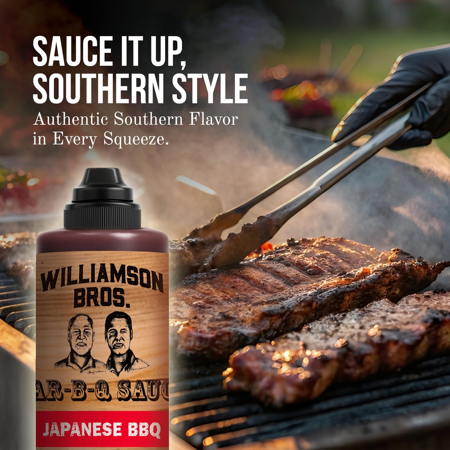 Williamson Bros - Japanese BBQ Sauce | Sweet & Savory with Soy, Sake & Mirin | Teriyaki-Inspired Marinade & Grilling Sauce, 15.5 oz