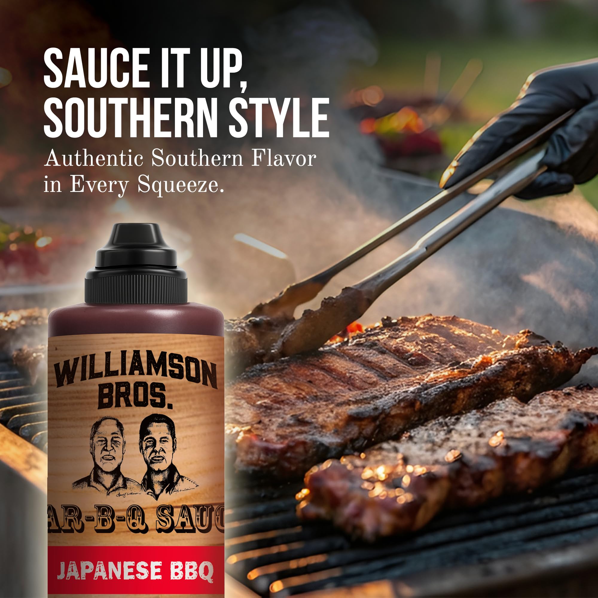 Williamson Bros - Japanese BBQ Sauce | Sweet & Savory with Soy, Sake & Mirin | Teriyaki-Inspired Marinade & Grilling Sauce, 15.5 oz