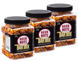 BEER NUTS Original Bar Mix - Pretzels, Cheese Stix, Sesame Stix, Insane Grain - 12oz Resealable Jar (Pack of 3)
