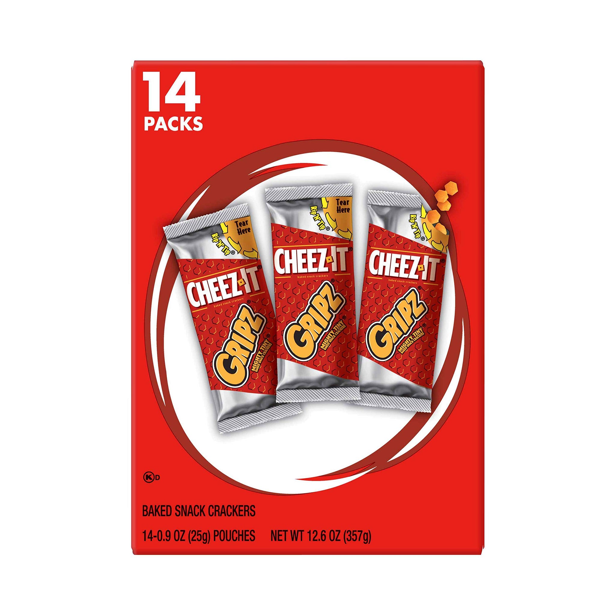 Cheez-It Gripz, Tiny Baked Snack Cheese Crackers, Original, Great for On-the-Go, 12.6oz Box (14 Count)