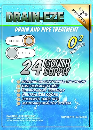 Drain & Pipe Drain-Eze Pro for Main Sewer and Septic Lines. Build-Up Remover-Conditioner (24-Treatments (24))