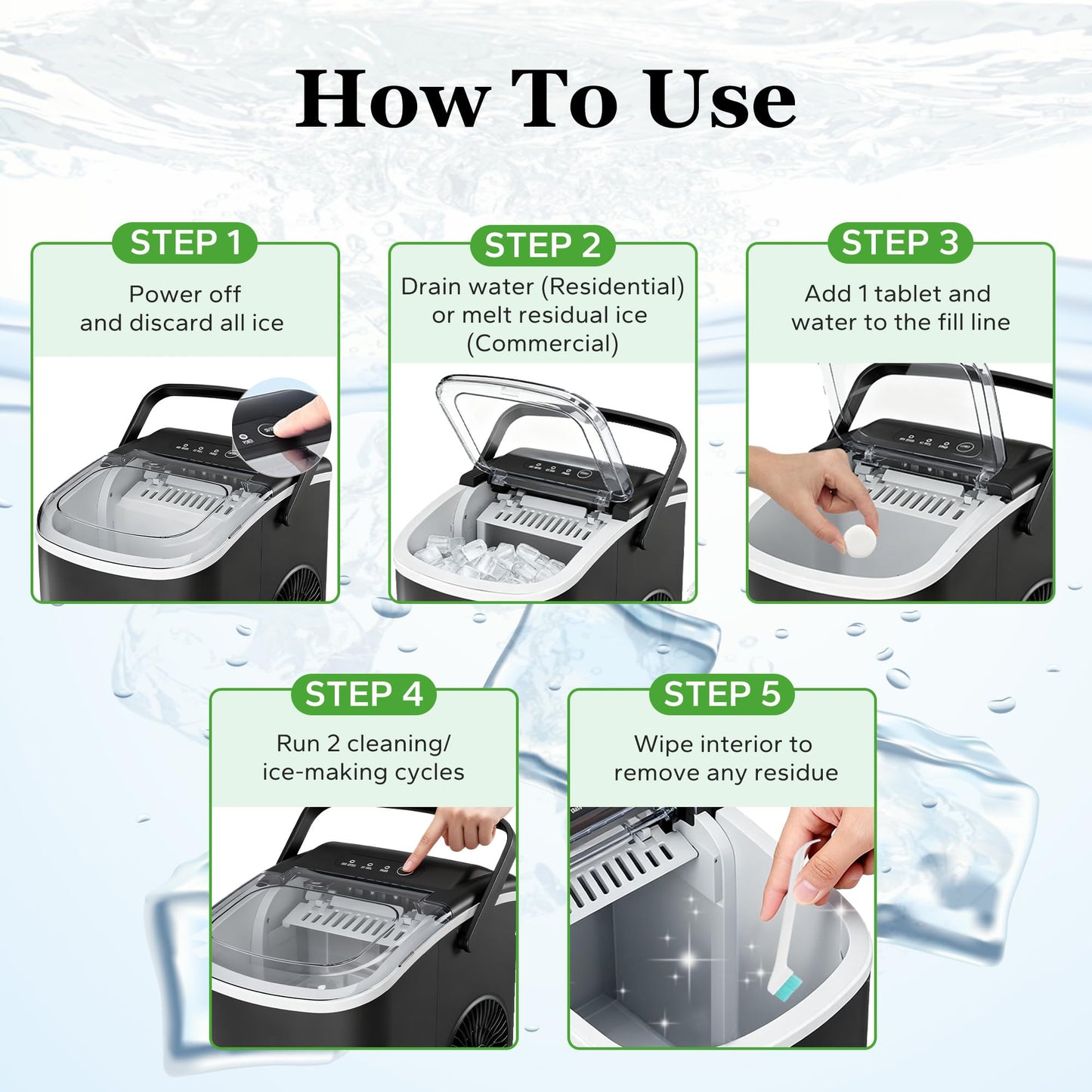 Ice Machine Cleaner and Descaler with 2 cleaning brushes,Ideal for Frigidaire, Opal, GE Profile, Kitchenaid units.Ice Maker Cleaner Removes Lime