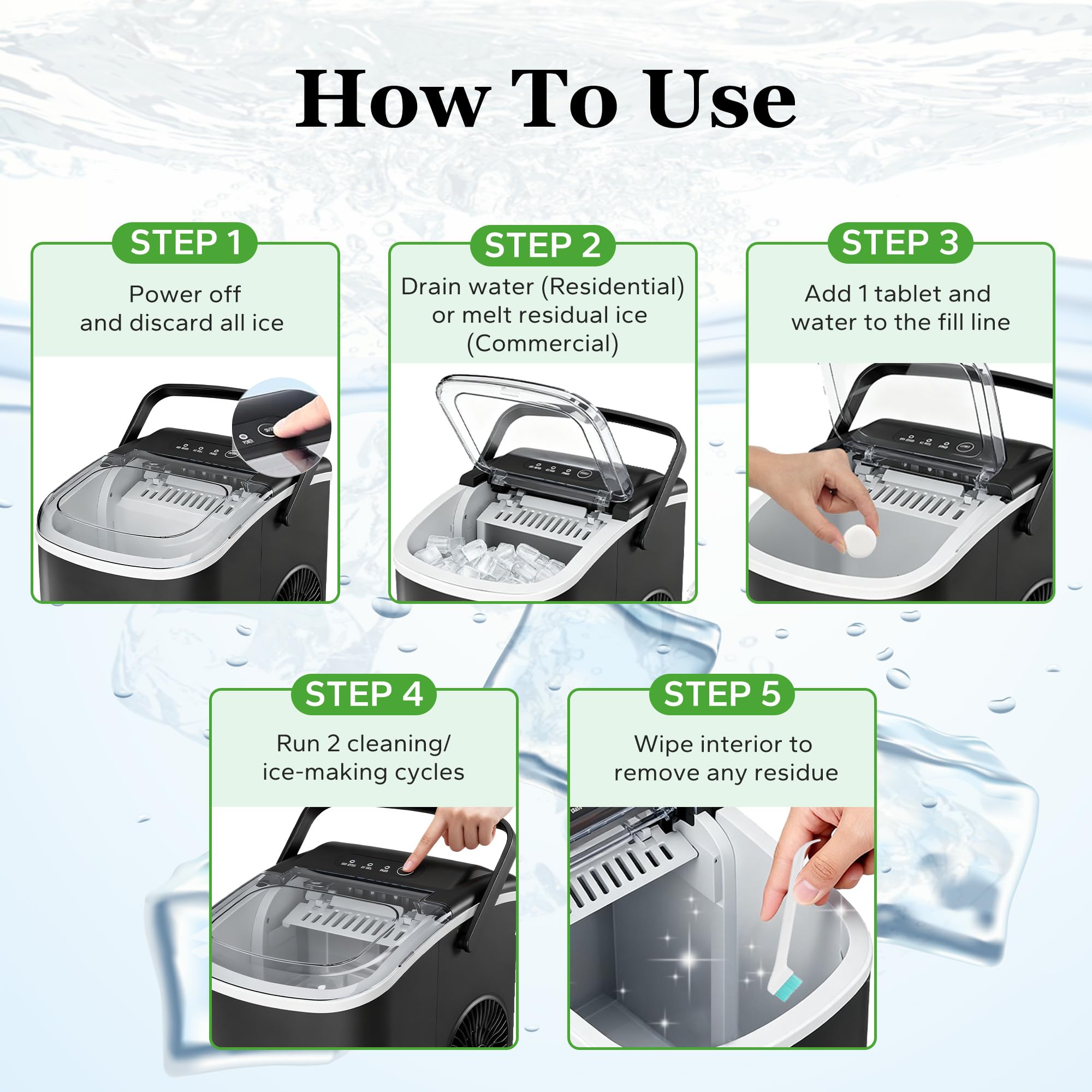 Ice Machine Cleaner and Descaler with 2 cleaning brushes,Ideal for Frigidaire, Opal, GE Profile, Kitchenaid units.Ice Maker Cleaner Removes Lime