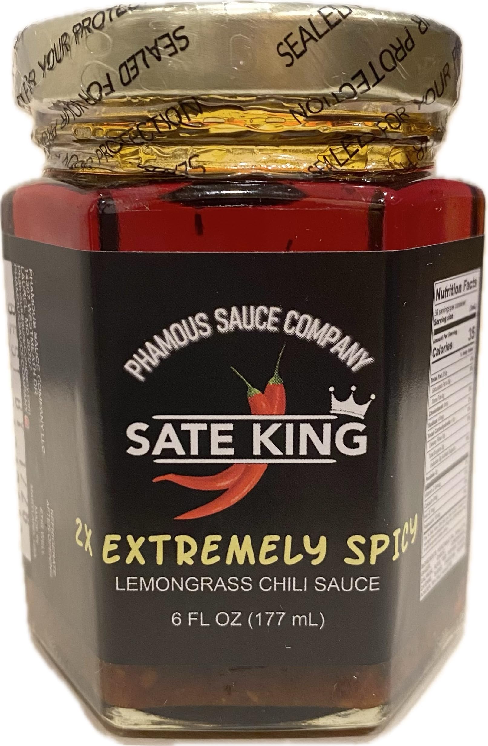 Phamous Sauce Company Lemongrass Chili Sauce (6 FL OZ, 2X Extremely Spicy - contains Carolina Reaper)