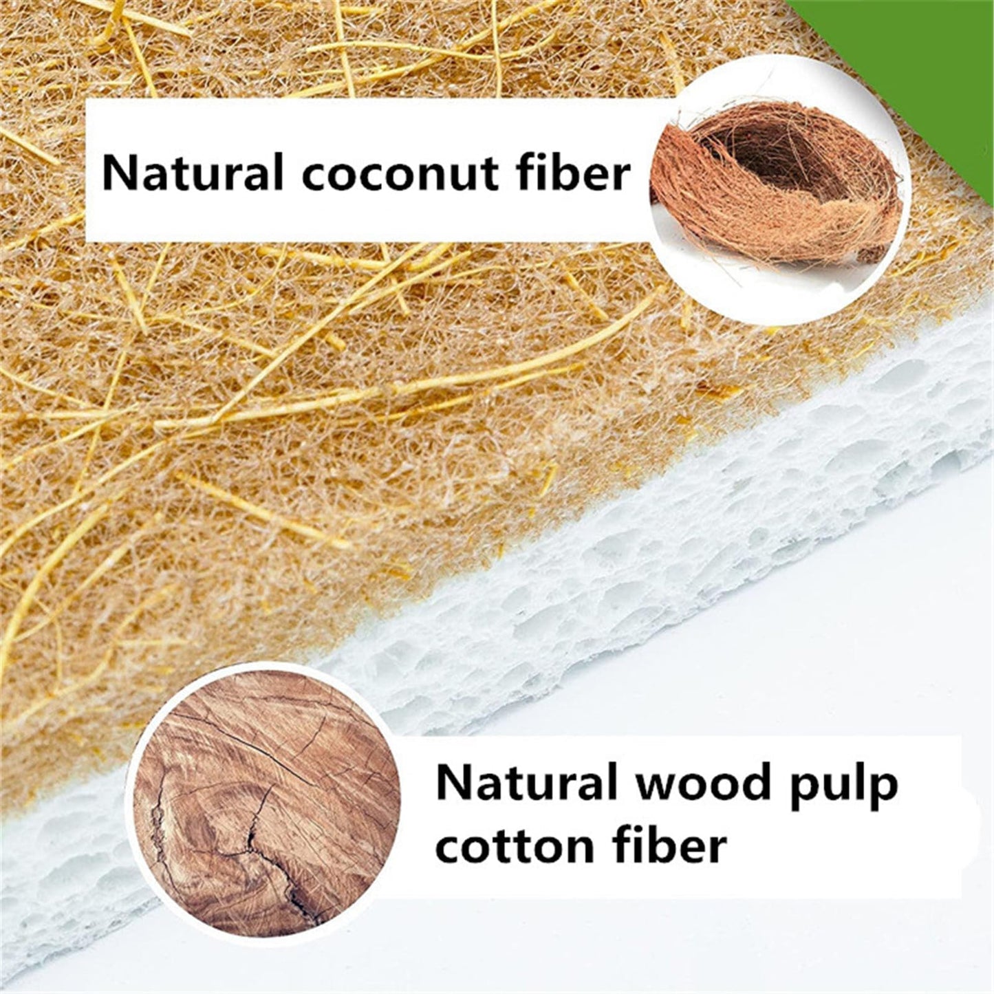 12 Pack Natural Cellulose Biodegradable Sponges, Non Scratch Kitchen Cleaning Sponge, Eco Friendly Coconut Fiber and Wood Cellulose Scrubber Sponge
