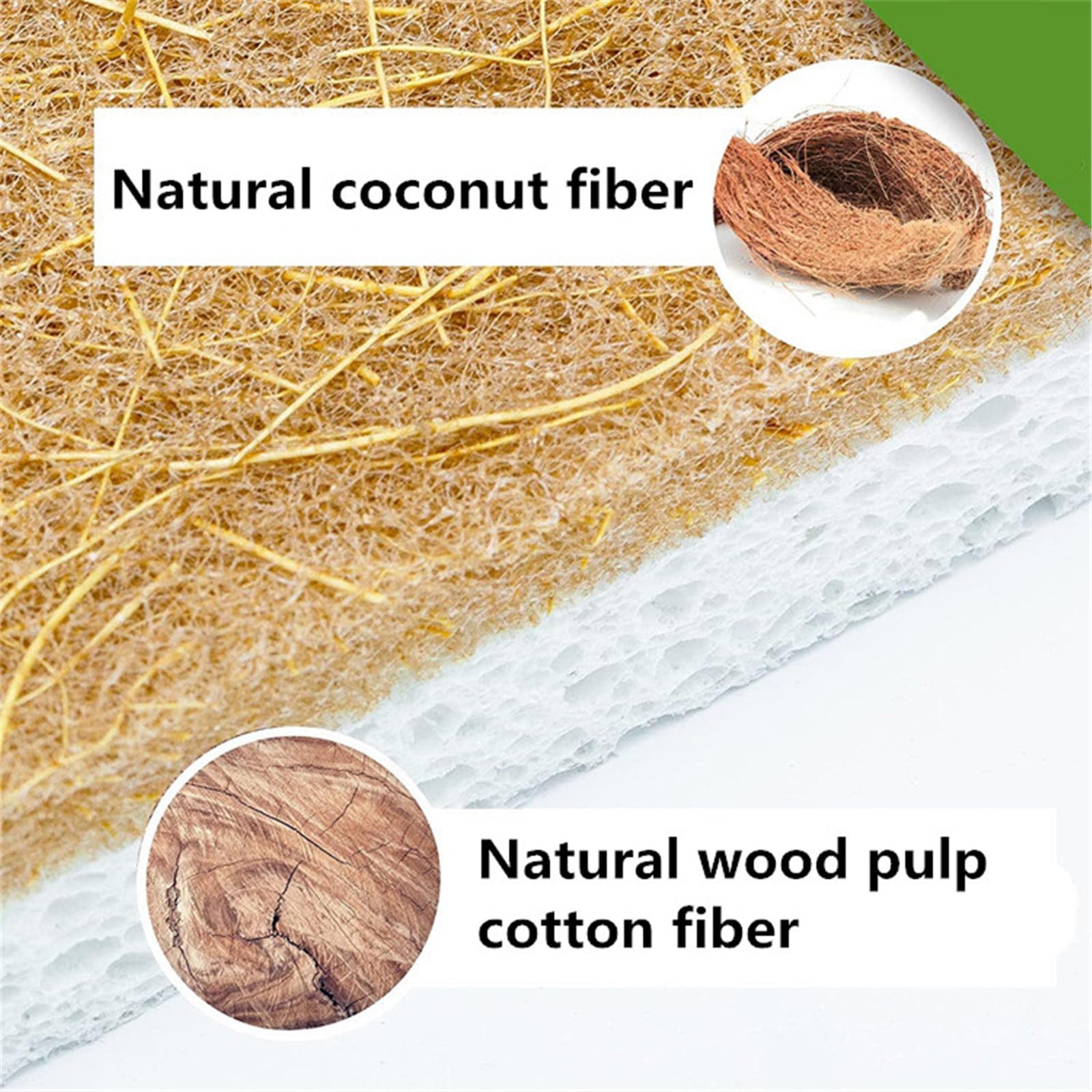 12 Pack Natural Cellulose Biodegradable Sponges, Non Scratch Kitchen Cleaning Sponge, Eco Friendly Coconut Fiber and Wood Cellulose Scrubber Sponge