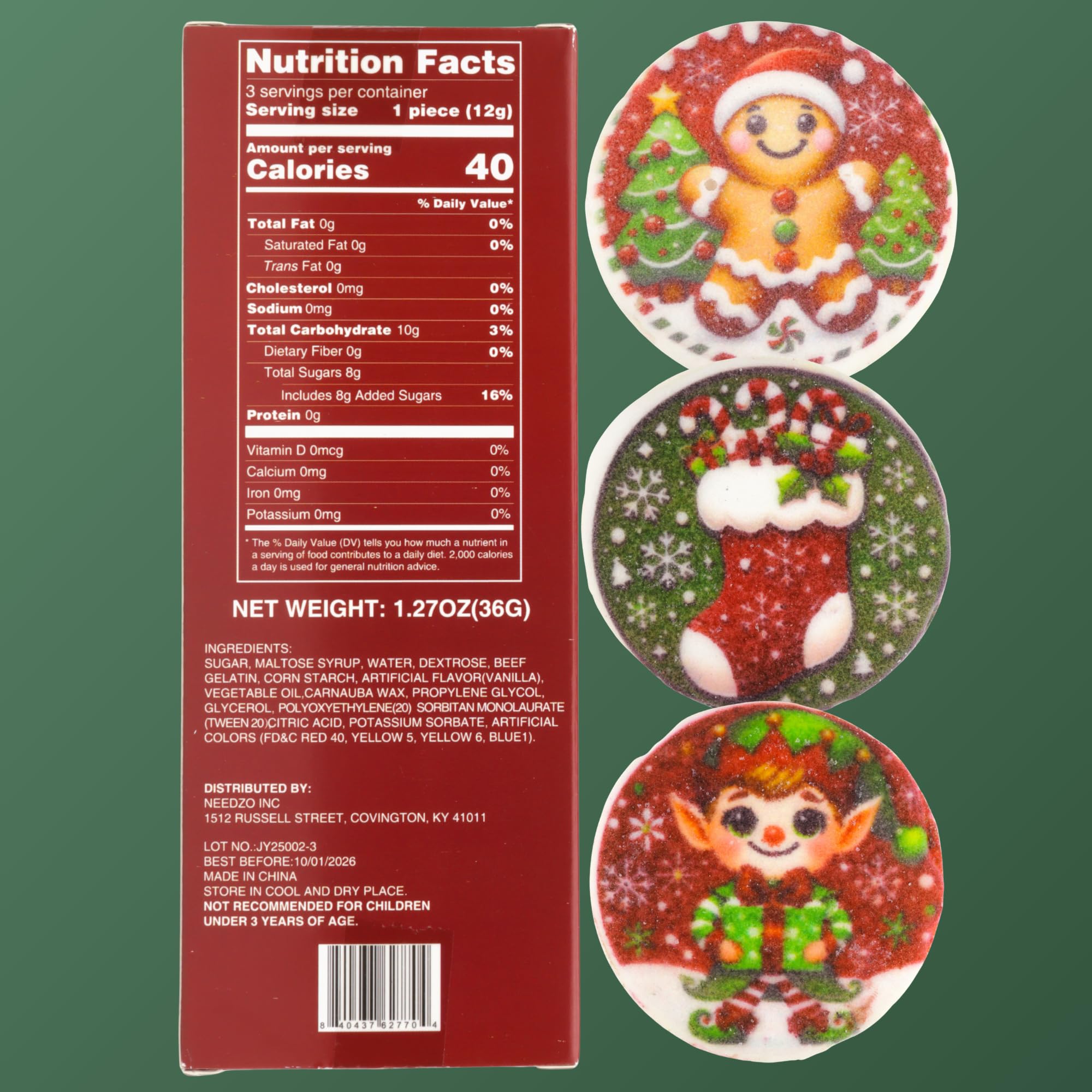 Christmas Marshmallow Toppers, Perfect for Hot Cocoa Toppings or Dessert Decorating Candy, Assorted Holiday Designs (6 Count (2 packs of 3))