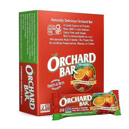 Orchard Bars Non-GMO Fruit & Nut, Cranberry Orange Walnut, 1.4 Oz, 12 Count, Pack of 9