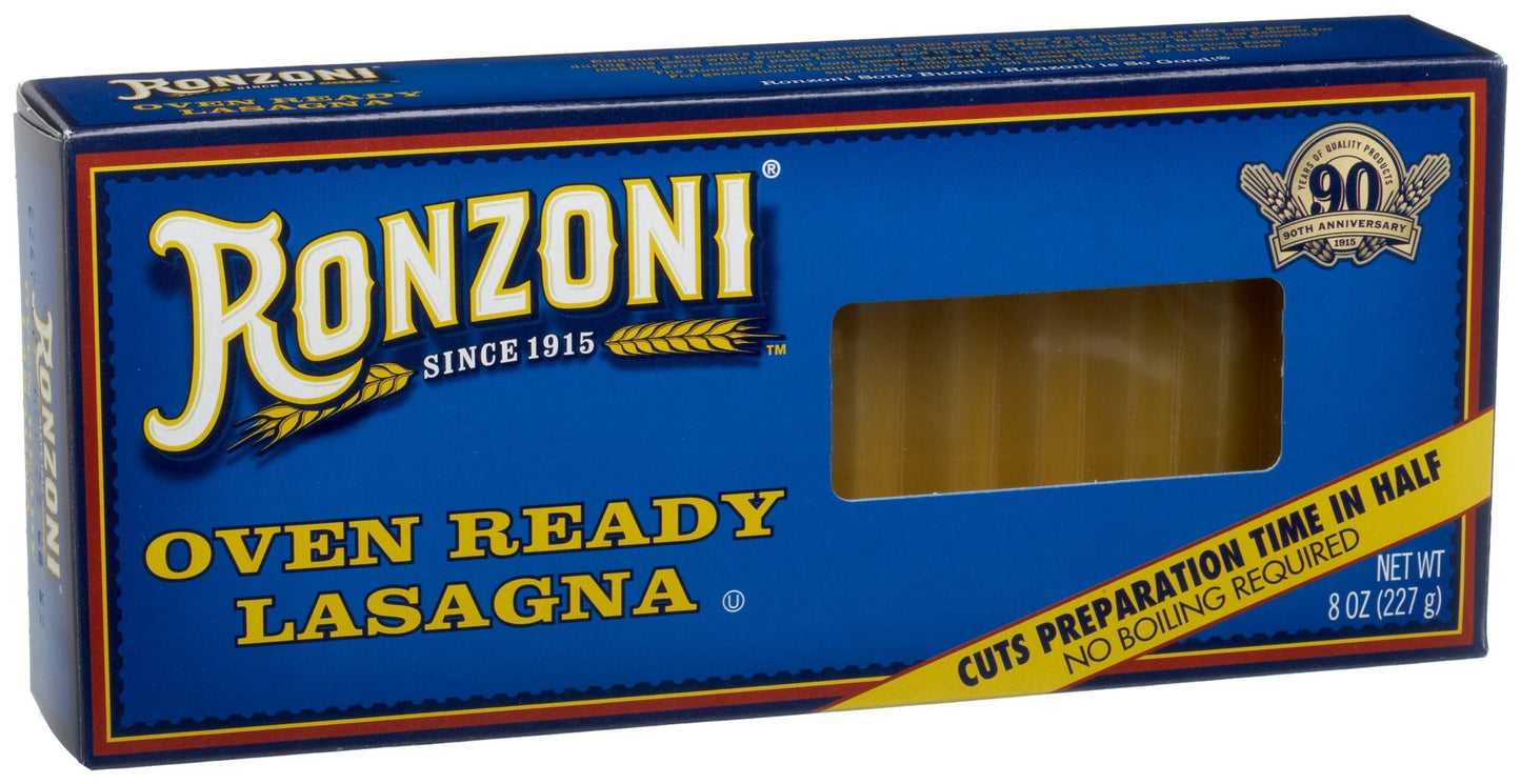 Ronzoni Oven Ready Lasagna, 8-Ounce Boxes (Pack of 12)