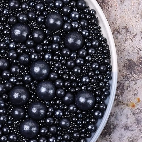 Black Sprinkles Edible Pearls Sugar Black Candy 4.2oz Idea Desserts Sprinkles Cake Decorations Cupcake Toppers Cookie Decorating Ice Cream Toppings