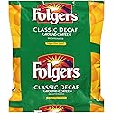 Folgers Classic Roast Decaf Ground Coffee Filter Pack, 1.5 oz Single Serve Portion Packs, 80 Count Bulk Coffee