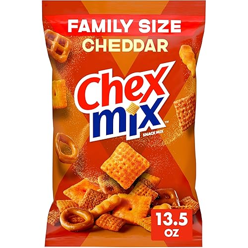 Chex Mix Cheddar Snack Mix, Savory Snack Bag, Family Size, 13.5 oz