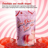 NY Spice Shop Sour Pucker Gummies - 8 Ounce Lip Shaped Gummies - Fruit Flavor Gummy For Office Candy Bowl Fillers And Movie Night - Pink And Red Chewy