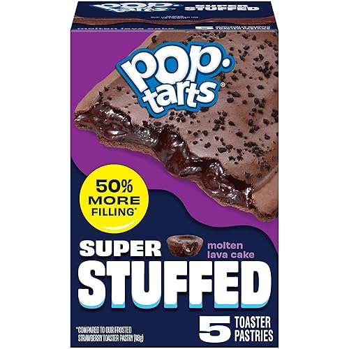 Pop-Tarts Super Stuffed Molten Lava Cake Toaster Pastries, 50% More Filling, Snacks, Dessert (5 Ct)