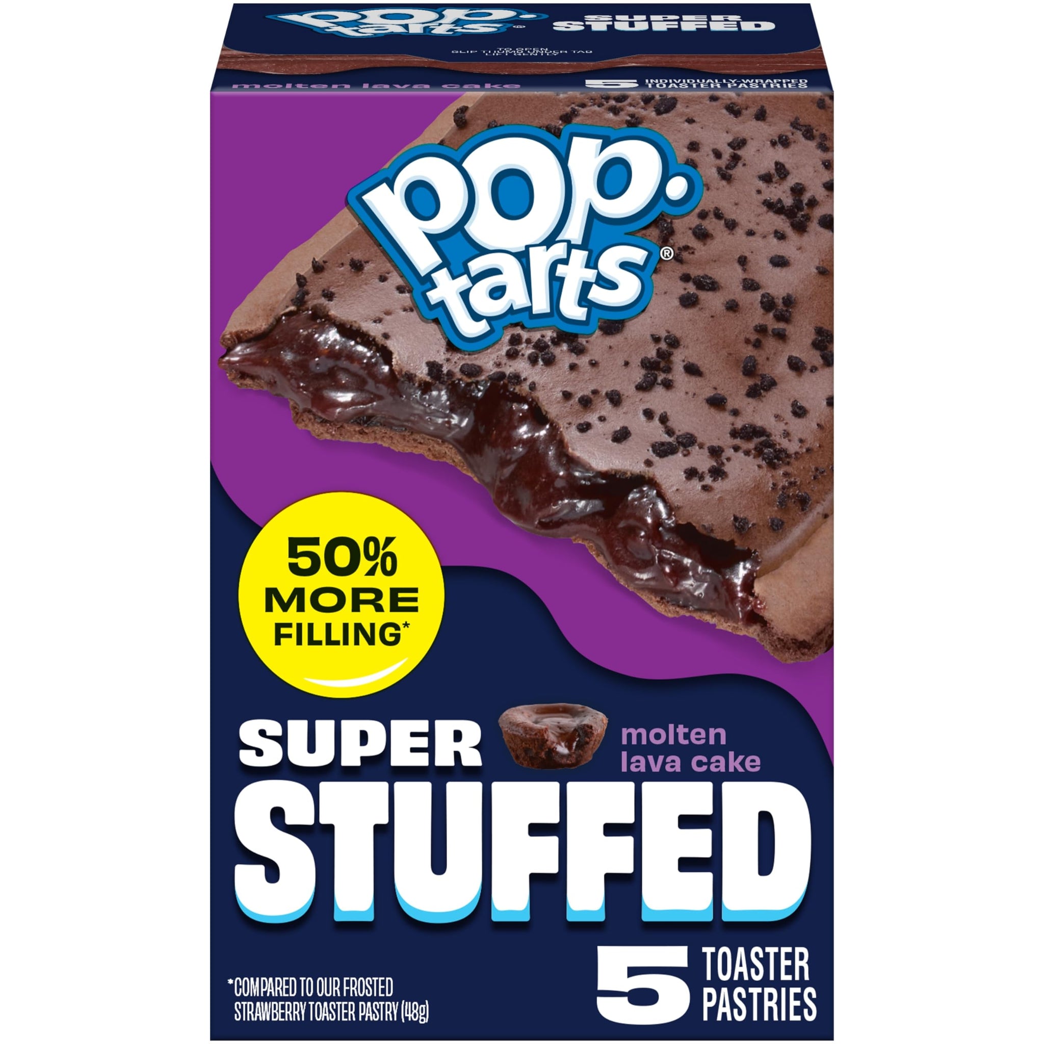 Pop-Tarts Super Stuffed Molten Lava Cake Toaster Pastries, 50% More Filling, Snacks, Dessert (5 Ct)