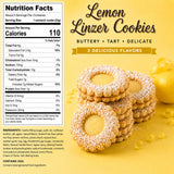 My Dad's Cookies Gluten Free Lemon Burst Cream Filled Linzer Sandwich Cookies with Powdered Sugar - Dairy-Free, Kosher, Nut-Free, Italian Style