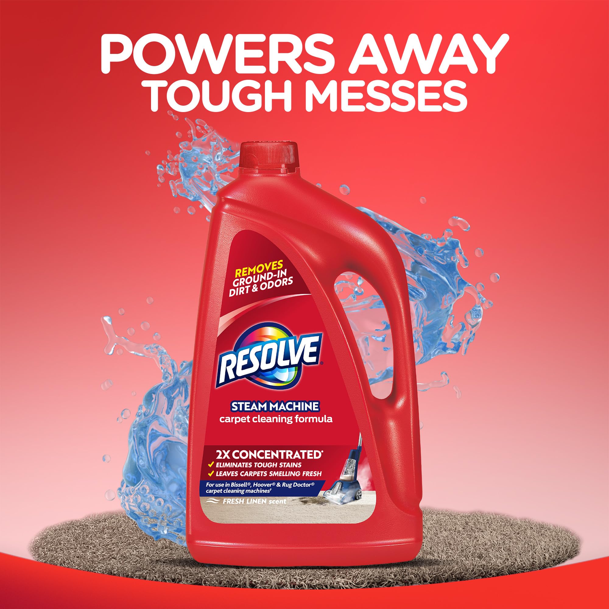 Resolve Steam Carpet Cleaner Solution Shampoo, 3.75 Lb Bottle, 2X Concentrate, Safe for Bissell, Hoover & Rug Doctor, Carpet Cleaner, Carpet Cleaner