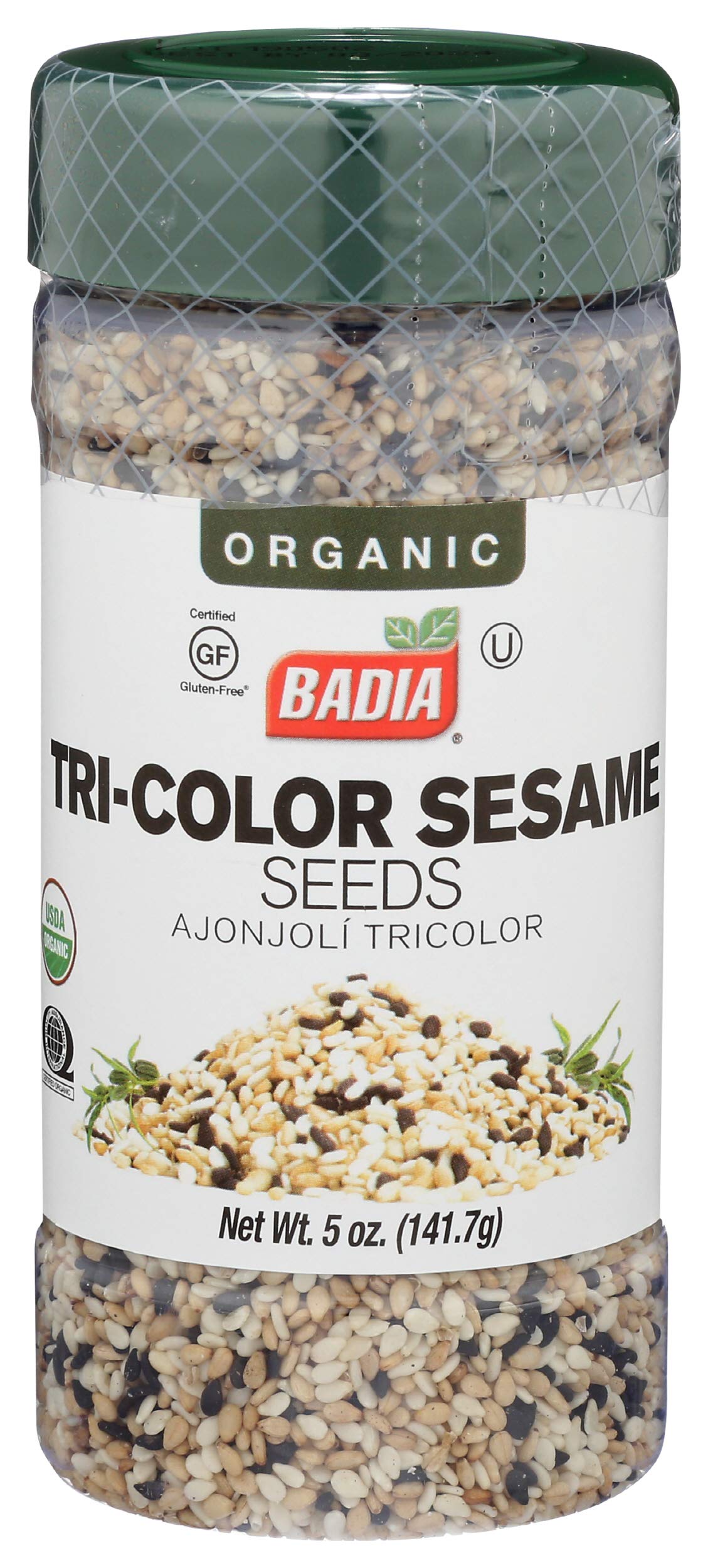 Badia Organic Tri-Color Sesame Seeds 5 oz - Nutty and Crunchy Blend of White, Black & Toasted Sesame Seeds
