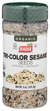 Badia Organic Tri-Color Sesame Seeds 5 oz - Nutty and Crunchy Blend of White, Black & Toasted Sesame Seeds