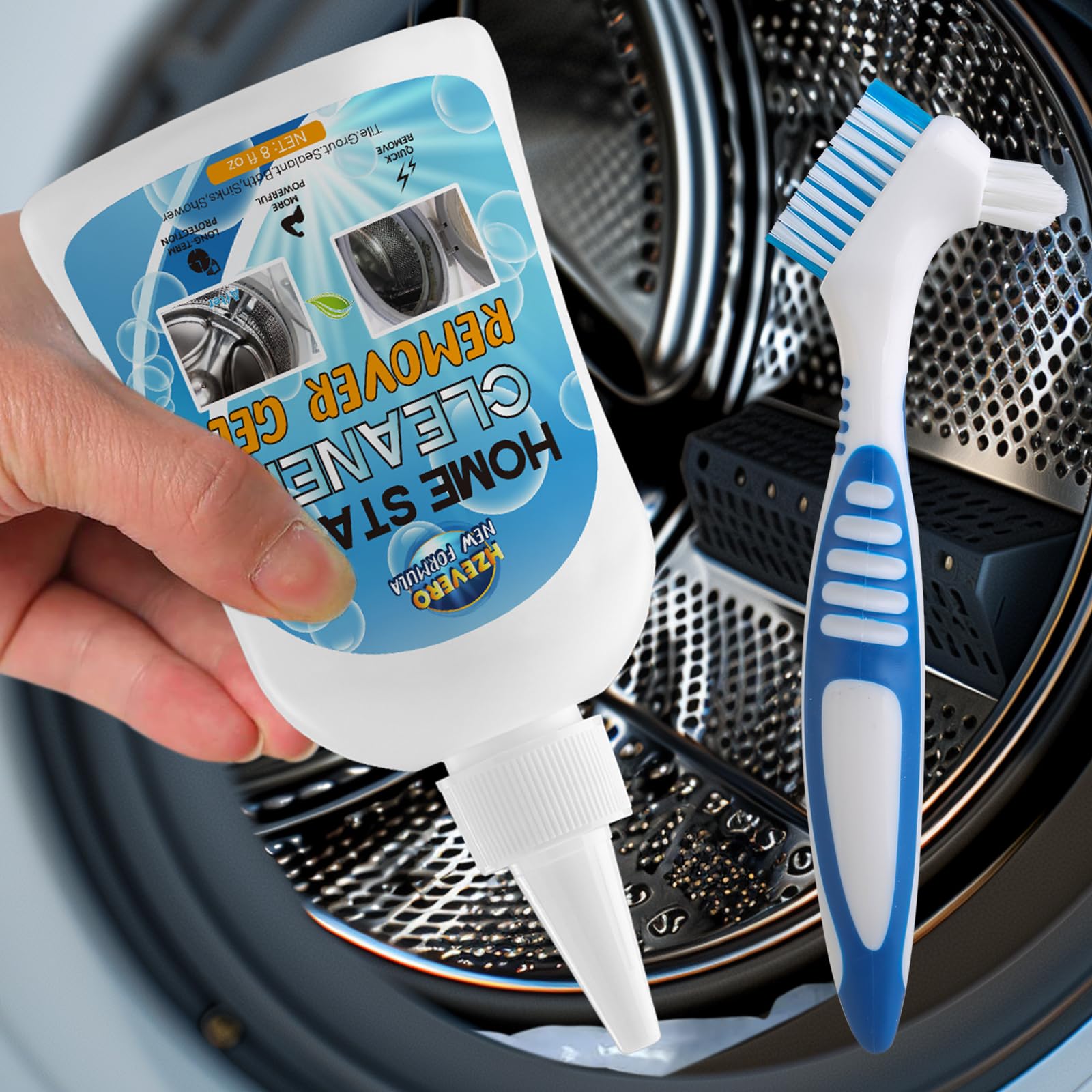 Mold Stain Remover Gel,Washing Machine Cleaner Front Load Washer Gasket Mold Remover Home Stain Cleaner Cleaning Gel for Grout Caulk, Bathroom