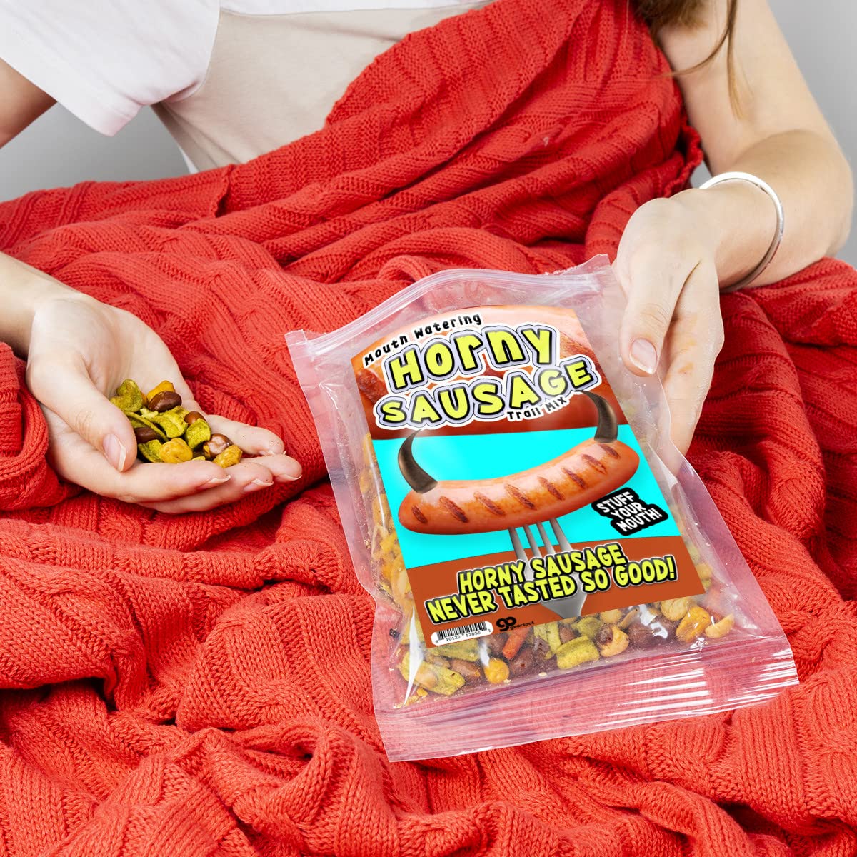 Horny Sausage Gourmet Trail Mix - Premium Food Gifts for Men - Sausage Gift for Sausage Lovers - Spicy Snack Basket Idea - Stocking Stuffers Women
