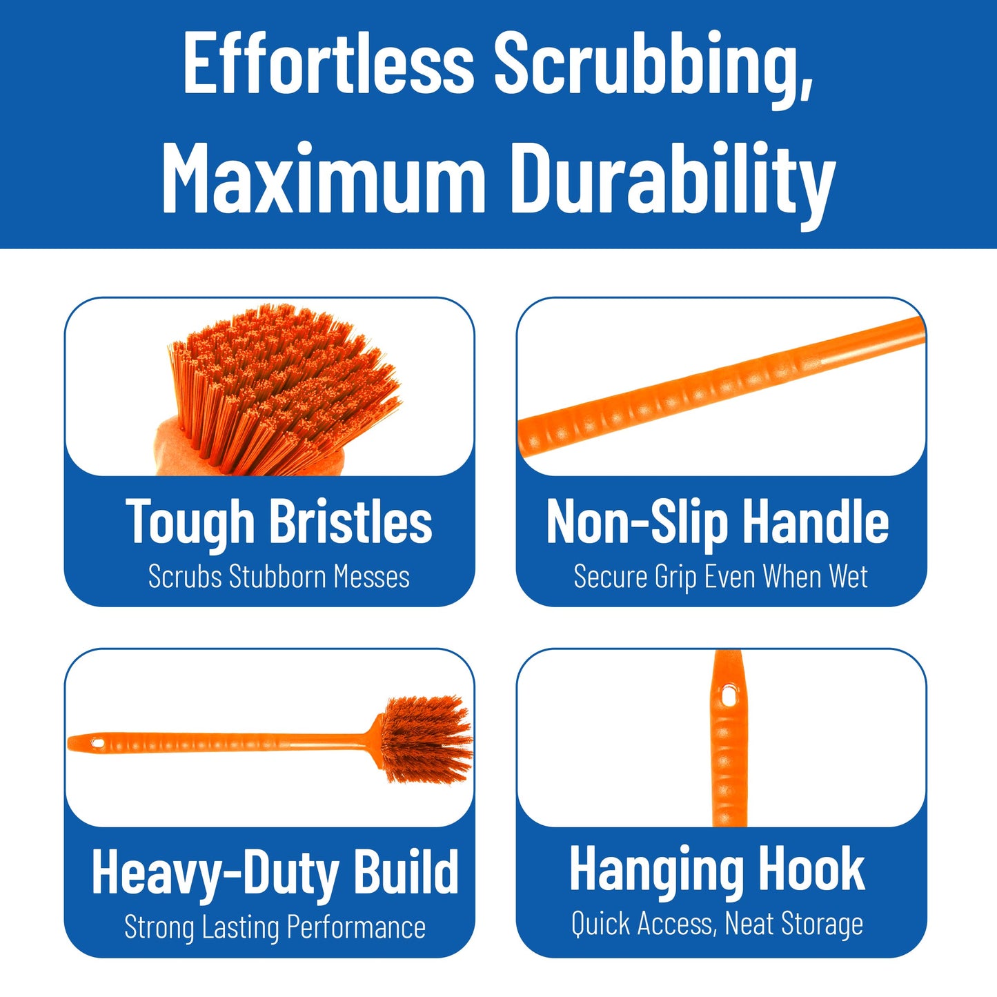 SPARTA 20" Floater Scrub Brush with Long Handle, Oil-Resistant Polyester Bristles, Multiple Trim Angles, Foam-Injected Polymer Block, Commercial