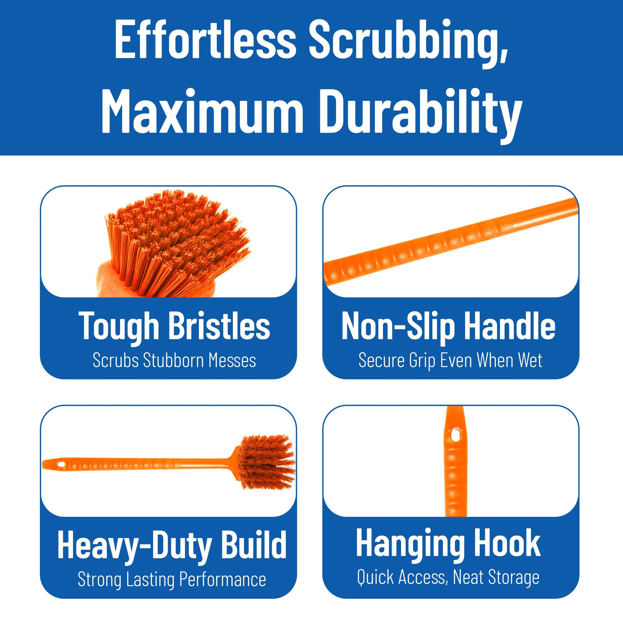 SPARTA 20" Floater Scrub Brush with Long Handle, Oil-Resistant Polyester Bristles, Multiple Trim Angles, Foam-Injected Polymer Block, Commercial