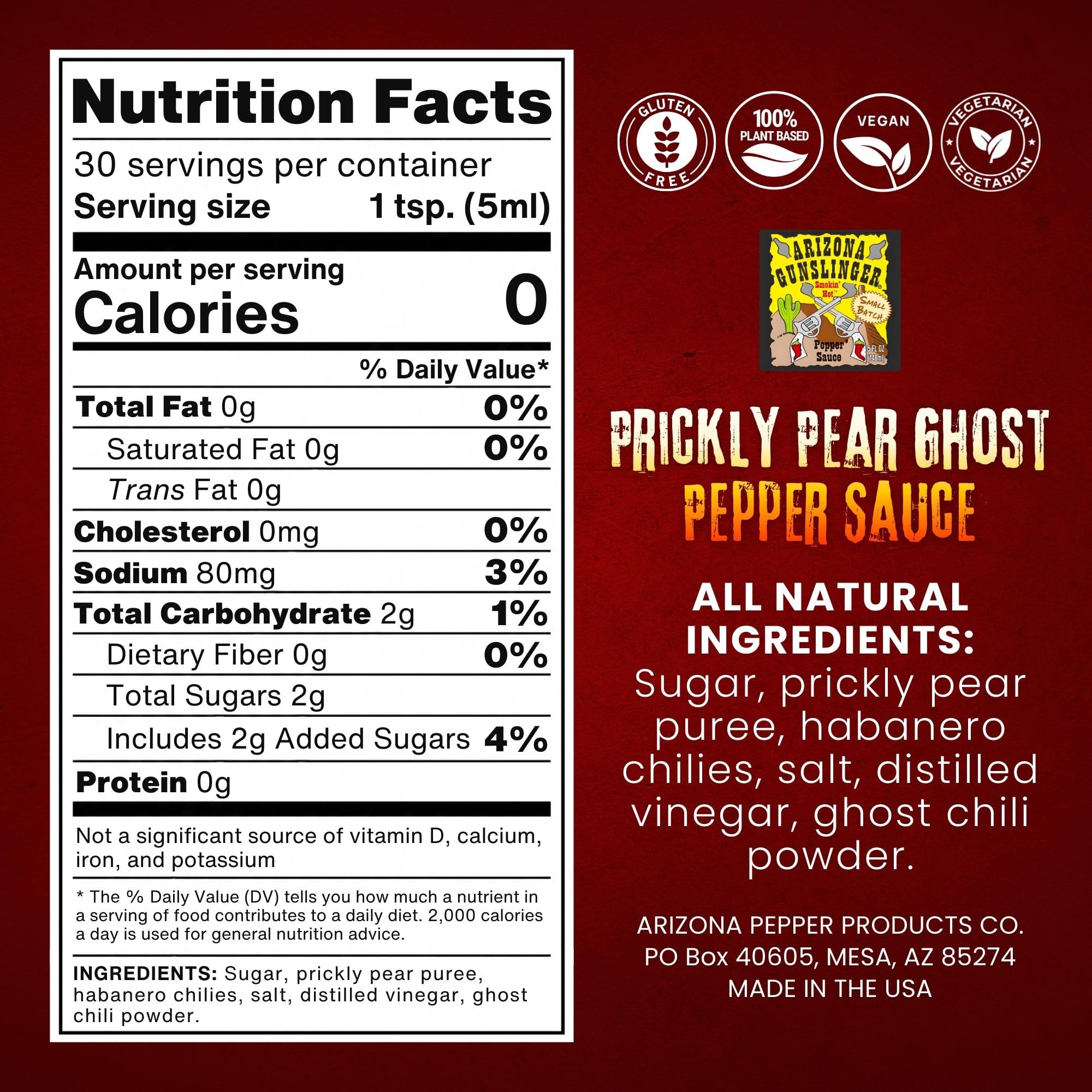 Arizona Gunslinger Prickly Pear Ghost Pepper Hot Sauce - Sweet Chili & 2x Spicy Super Hot Sauce with Ghost Chili and Prickly Pear Flavor for Extreme
