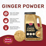 Spicy World Ginger Powder 5 LB Jar - Gluten Free, Bulk Ground Dried Ginger Root, Pure Zingiber Officinale, Warm & Spicy Flavor for Cooking, Baking