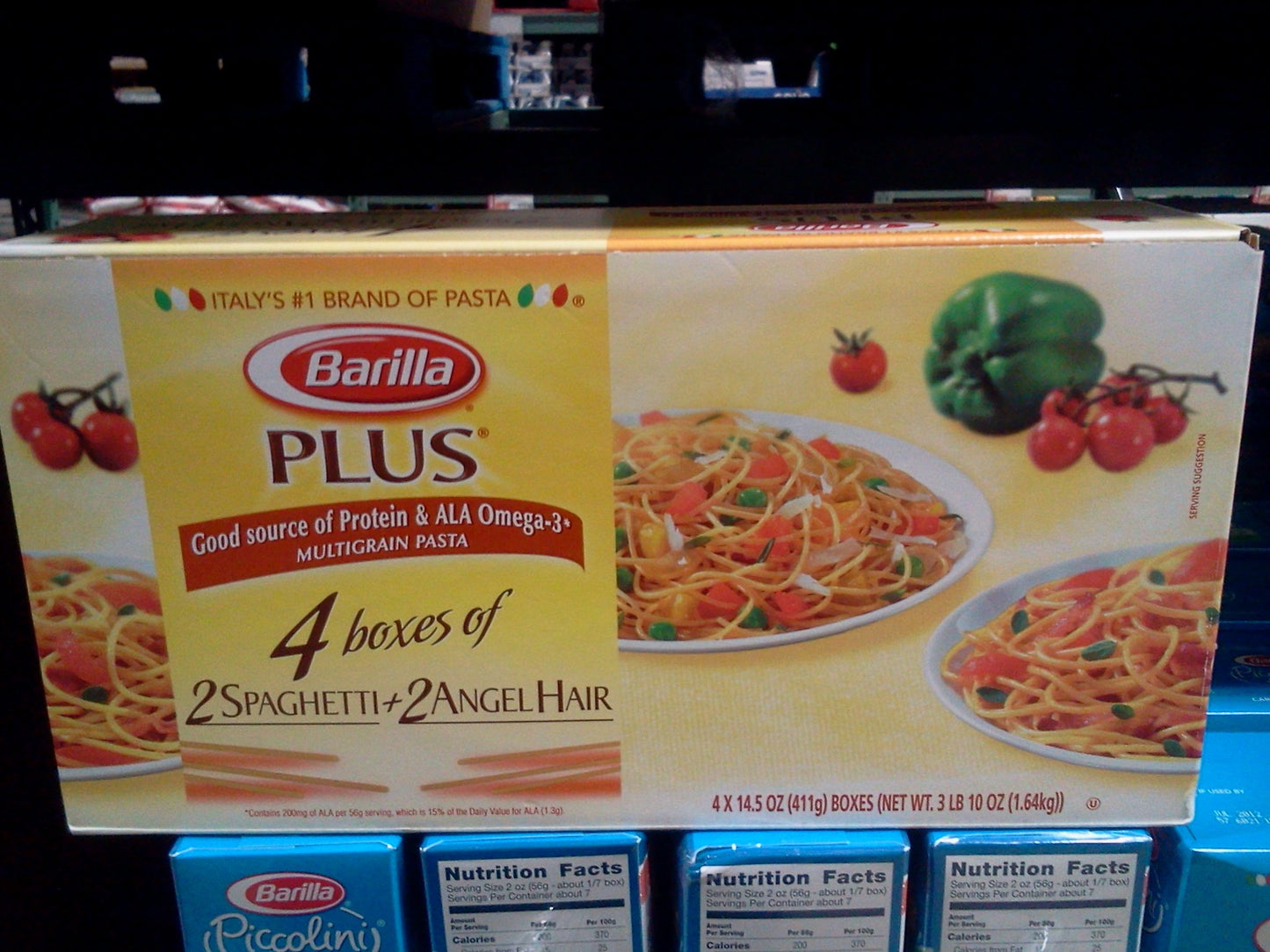 Barilla Plus 4 Boxes Of 2 Spaghetti & 2 Angel Hair, 3 LB 10 OZ