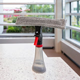 Libman 3-in-1 Window Squeegee Spray Tool - Spray Bottle with Microfiber Scrubber and Rubber Blade - All-in-One Glass Cleaner - Streak-Free Shine