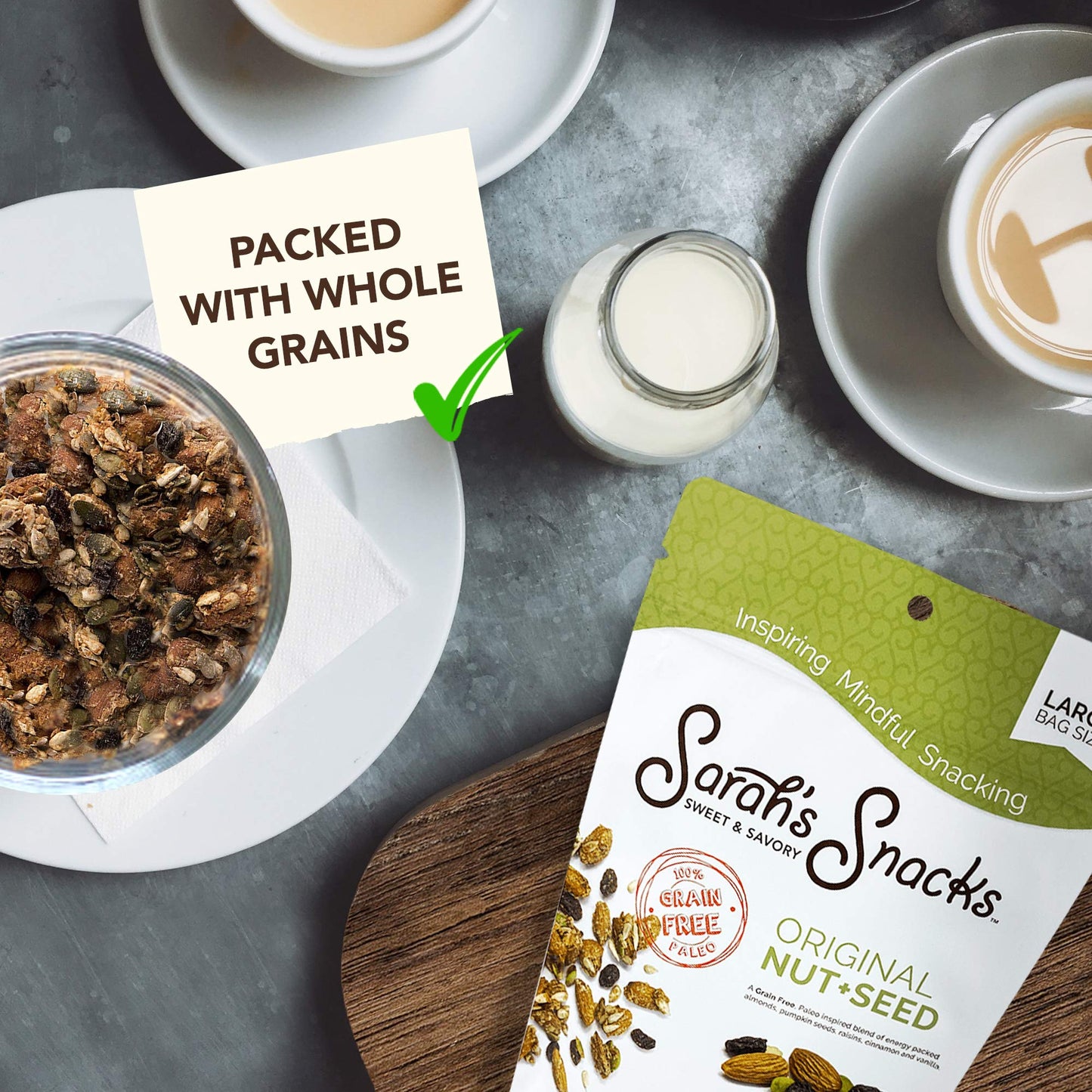 Original Nut and Seed Gluten and Grain Free Snack Mix, Dairy Free and Low Sugar Snacks, Non-GMO, Low Carb and Paleo Granola, 7 oz Bag - Sarah's Sweet