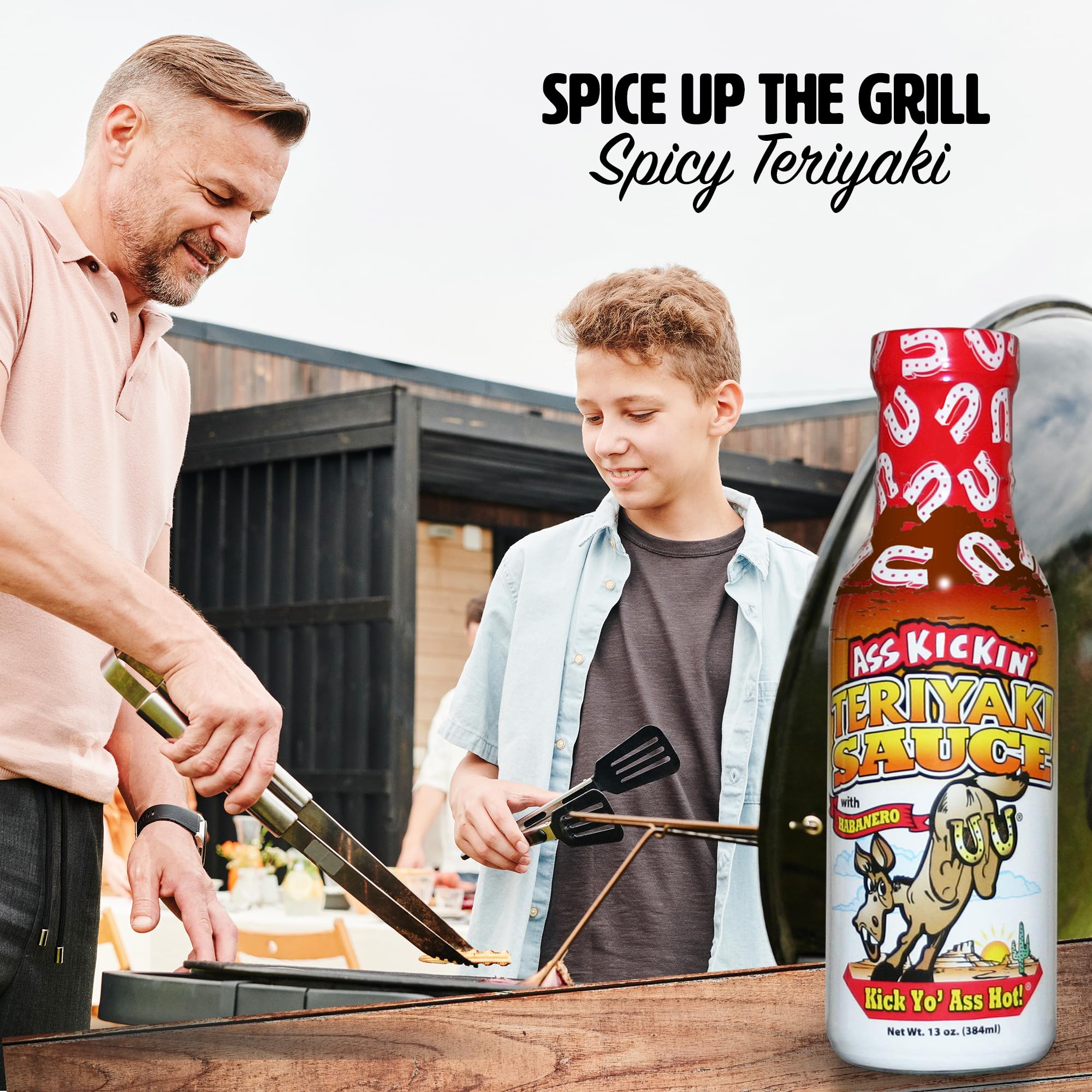 KICKIN' Spicy Teriyaki Sauce with Habanero - 13 oz. - Premium Gourmet Hot Stir Fry Sauce - Perfect Steak Marinade or Chicken Teriyaki Sauce