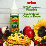 Oriza Pistachio Cream Topping, 28oz/800g Bottle - Premium Pistachio Spread with 30% Pistachios, Palm Oil Free, Non-GMO, Natural Color - Dessert, Latte
