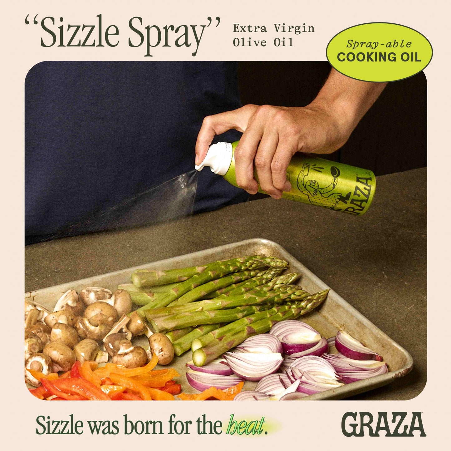 Graza Sizzle Extra Virgin Olive Oil Spray, Cooking Oil - High Polyphenol Peak Harvest EVOO Cooking Oil in a Spray Bottle - Single Origin Olive Oils from Spain - 5 Fl Oz