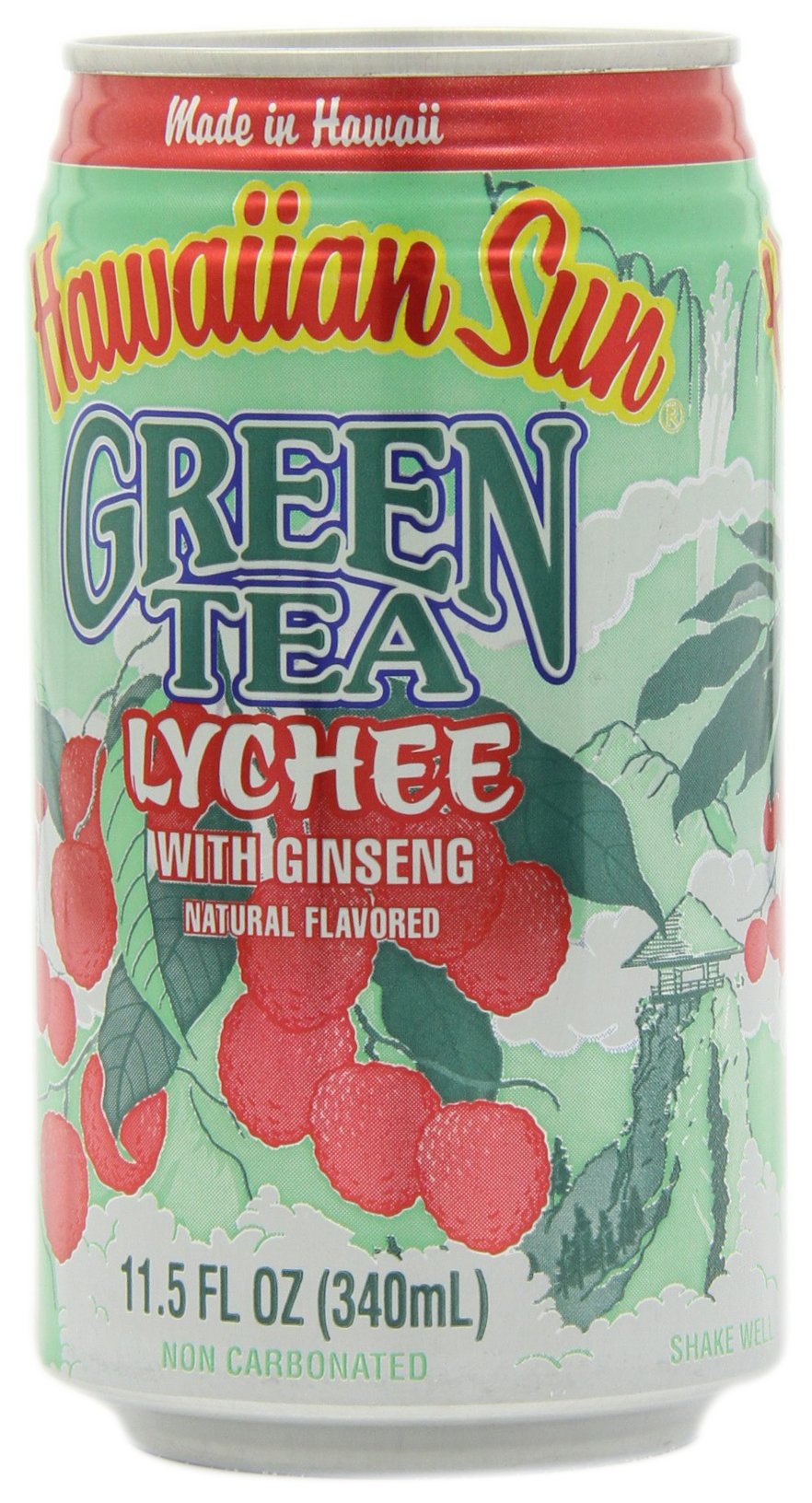 Hawaiian Sun Green Tea Lychee with Ginseng, 11.5-Ounce Cans (Pack of 24)