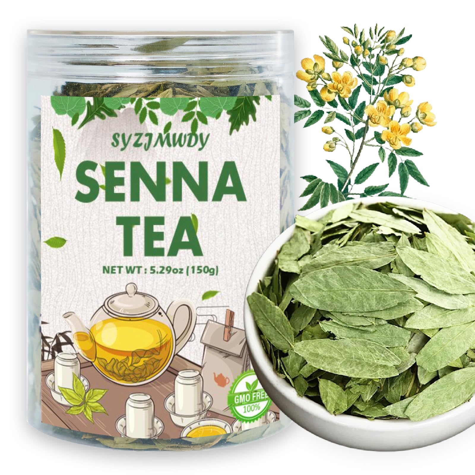 5.29oz Premium Senna Leaf, Cut & Sifted Plant-Based Tea, Bottle Packing, No Additives Pure Senna Leaves for Steeping Hot or Iced Tea?3-5 mins Steeping