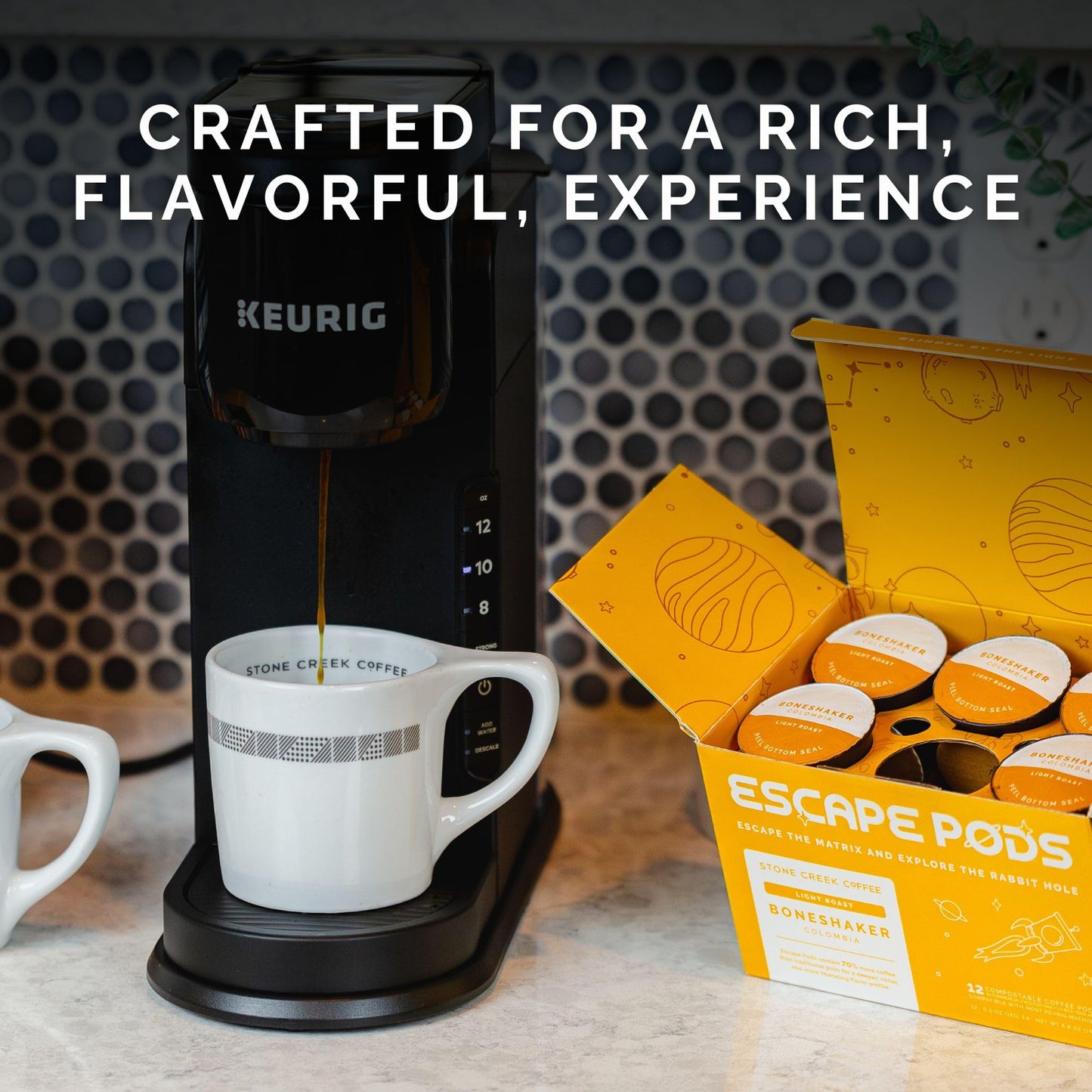 Stone Creek Coffee Dark Roast Escape Pods, Ground Coffee Pods - (12 Count, Pack of 1) - Smooth and Juicy Coffee with Dark Chocolate Tasting Notes - 3