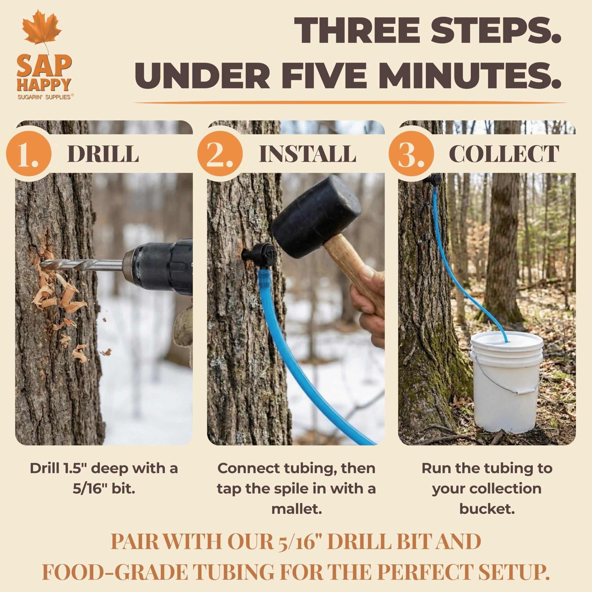 SAP HAPPY Maple Sap Spiles (10 Count) - 5/16” Tree Saver Taps for Maple Trees, Food-Grade Polymer with Friction-Fit Seal | Reusable Ecolo Tapping