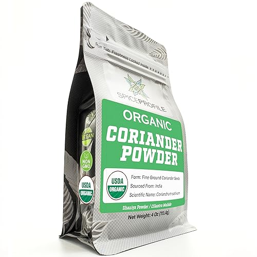 USDA Organic Coriander Powder (4 oz) - Spice Profile Freshly Ground Dhaniya & Cilantro Molido, Lab Tested for Purity