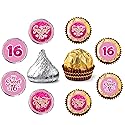 PHOHUI HAVE A NICE TIME Sweet 16 Round Candy Sticker - Happy Sweet 16th Birthday Party Favors Sticker Labels Fit Chocolate Candy ( 160 Pieces